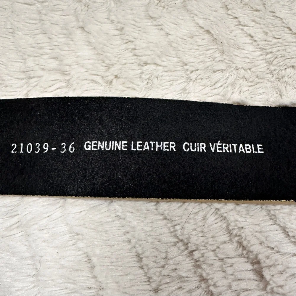 Gary Majdell Gold Color Genuine Leather Belt, Square Holes, 39